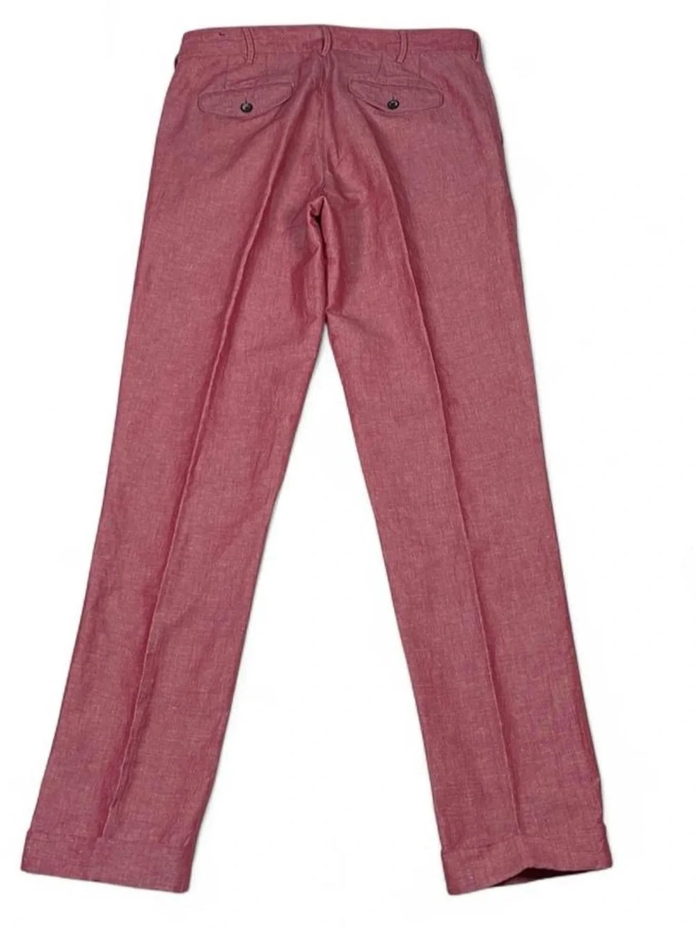 NWOT Gutteridge Rosso Slim Fit Slack Chino Red Linen Blend Pleated Pants W34 L32